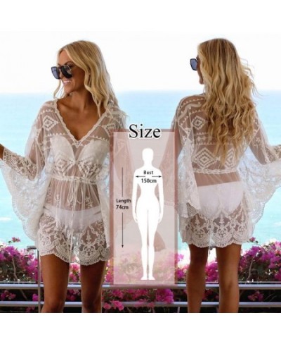 2022 Lace Beach Pareo Beachwear Swim Suit Cover Up Playa Pareo Tunics for Beach Tunic Swimwear Women $37.24 - Swimsuit