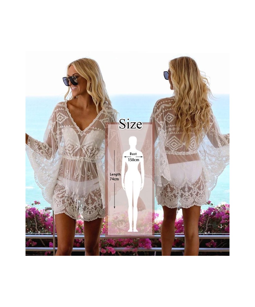 2022 Lace Beach Pareo Beachwear Swim Suit Cover Up Playa Pareo Tunics for Beach Tunic Swimwear Women $37.24 - Swimsuit