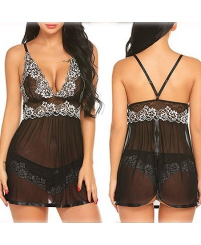 Women Sexy Lace Chemise Nightgown Sleepwear V Neck Full Slip Babydoll Lingerie Summer Homewear Sleeveless Sling Pajama $23.40...