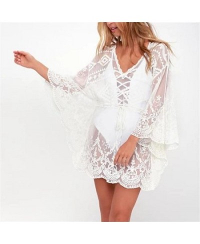 2022 Lace Beach Pareo Beachwear Swim Suit Cover Up Playa Pareo Tunics for Beach Tunic Swimwear Women $37.24 - Swimsuit