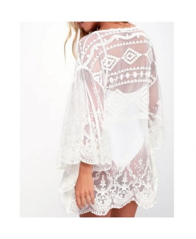 2022 Lace Beach Pareo Beachwear Swim Suit Cover Up Playa Pareo Tunics for Beach Tunic Swimwear Women $37.24 - Swimsuit