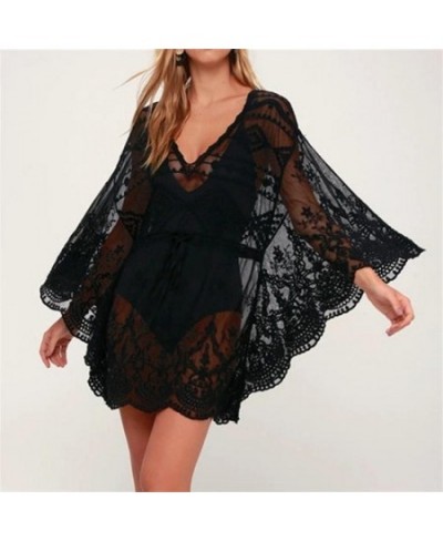 2022 Lace Beach Pareo Beachwear Swim Suit Cover Up Playa Pareo Tunics for Beach Tunic Swimwear Women $37.24 - Swimsuit