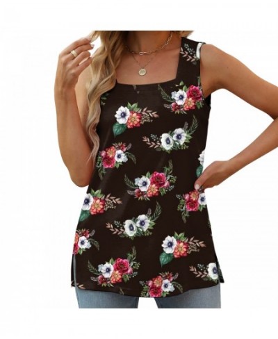 Womens Loose Fit Tank Tops Summer Sleeveless Square Neck Casual Fashion Flowy $43.71 - Underwear