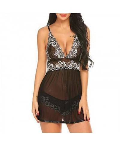 Women Sexy Lace Chemise Nightgown Sleepwear V Neck Full Slip Babydoll Lingerie Summer Homewear Sleeveless Sling Pajama $23.40...