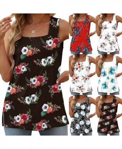 Womens Loose Fit Tank Tops Summer Sleeveless Square Neck Casual Fashion Flowy $43.71 - Underwear