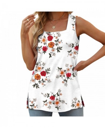 Womens Loose Fit Tank Tops Summer Sleeveless Square Neck Casual Fashion Flowy $43.71 - Underwear