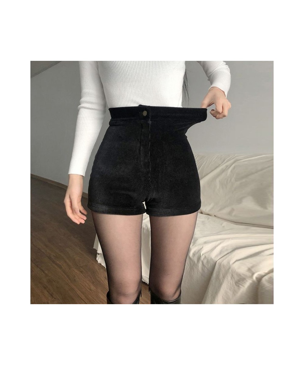 Women's Black Goth Pants Shorts High Waist Spring Autumn Fashion Tight Sexy Stretch Y2K Corduroy Female Casual Pants $30.93 -...