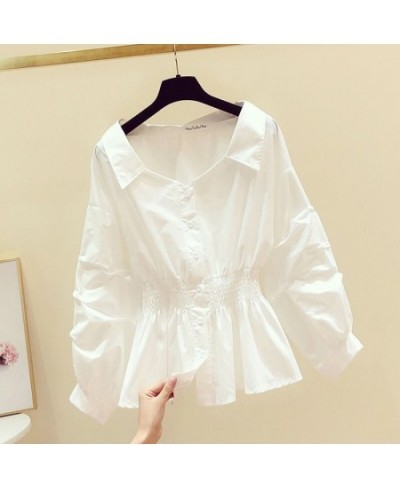 Elegant Off shoulder Top Long sleeve Tunic Blouses Women Button Up White Shirt Turn down Collar Casual $28.53 - Blouses & Shirts