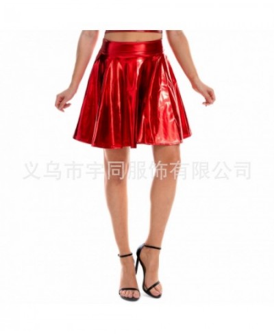 Summer Sexy Laser High Waist Mini PU Leather Skirt Club Party Dance Shiny Holographic Harajuku Skirt $26.92 - Bottoms