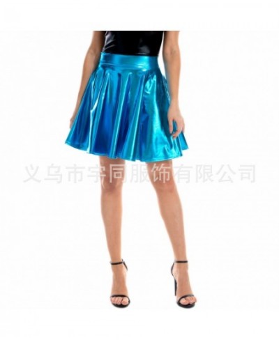 Summer Sexy Laser High Waist Mini PU Leather Skirt Club Party Dance Shiny Holographic Harajuku Skirt $26.92 - Bottoms