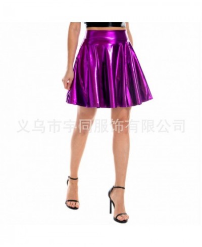 Summer Sexy Laser High Waist Mini PU Leather Skirt Club Party Dance Shiny Holographic Harajuku Skirt $26.92 - Bottoms