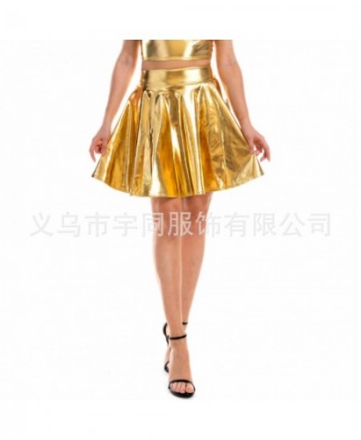 Summer Sexy Laser High Waist Mini PU Leather Skirt Club Party Dance Shiny Holographic Harajuku Skirt $26.92 - Bottoms