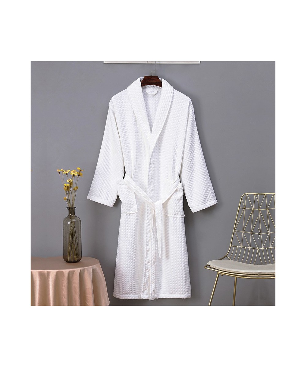 Waffle Bathrobe Women Summer 100% Cotton Robe Sleepwear Long Sleeve Brides Bathrobe Kimono Man Casual Home Clothing Pijamas $...