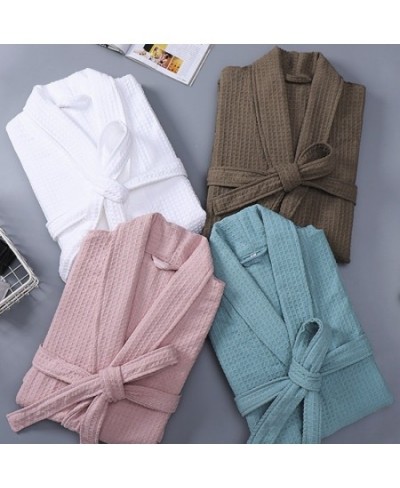 Waffle Bathrobe Women Summer 100% Cotton Robe Sleepwear Long Sleeve Brides Bathrobe Kimono Man Casual Home Clothing Pijamas $...