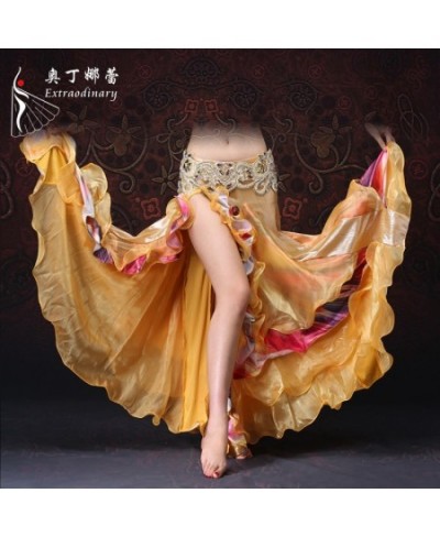 2023 Belly Dancing Clothing Long Full Circle Skirts Golden Color Yarn Belly Dance Skirt For Women Without Belt $76.93 - Skirts