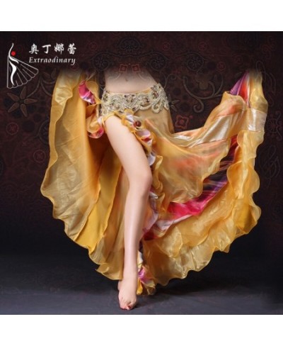 2023 Belly Dancing Clothing Long Full Circle Skirts Golden Color Yarn Belly Dance Skirt For Women Without Belt $76.93 - Skirts