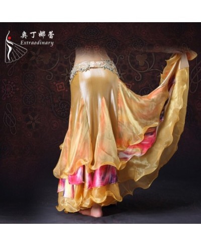 2023 Belly Dancing Clothing Long Full Circle Skirts Golden Color Yarn Belly Dance Skirt For Women Without Belt $76.93 - Skirts