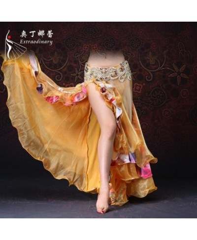 2023 Belly Dancing Clothing Long Full Circle Skirts Golden Color Yarn Belly Dance Skirt For Women Without Belt $76.93 - Skirts