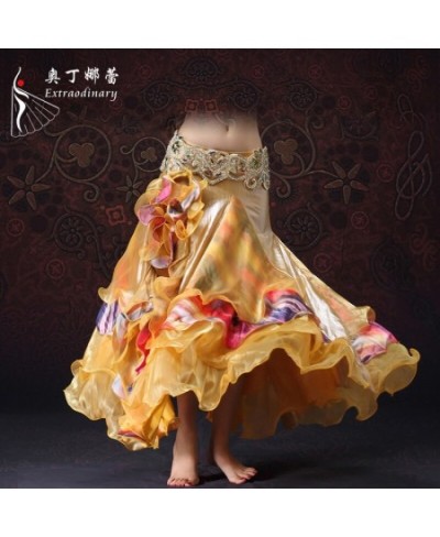 2023 Belly Dancing Clothing Long Full Circle Skirts Golden Color Yarn Belly Dance Skirt For Women Without Belt $76.93 - Skirts