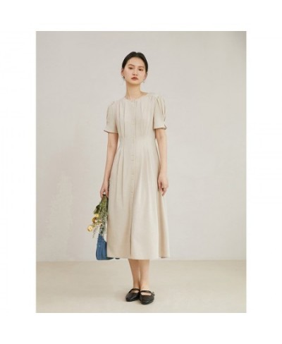 Simple Commuting Style Slim Waist Temperament Dress for Women Summer Chic Design A-Line High-end Long Skirt for Female $77.58...