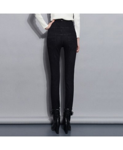 Denim Pants Autumn Winter Jeans for Women High Waist Skinny Warm Thick Jeans Ladies Elastic Stretch Velvet Jeans $39.46 - Jeans