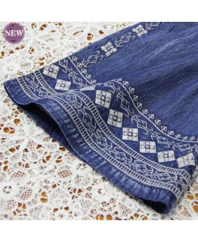 High-End Denim Skirt New Summer Women's Fashion Artistic Denim Skirt Ethnic Style Embroidered Drawstring Leisure Dress $83.15...