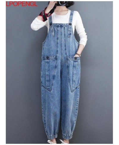 Denim Ankle-length Pants Suspenders Pockets Overalls Women's Summer 2023 Korean Loose Streetwear Oversized Sleeveless Jumpsui...