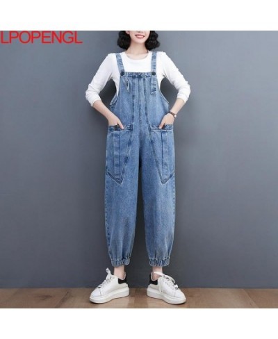 Denim Ankle-length Pants Suspenders Pockets Overalls Women's Summer 2023 Korean Loose Streetwear Oversized Sleeveless Jumpsui...