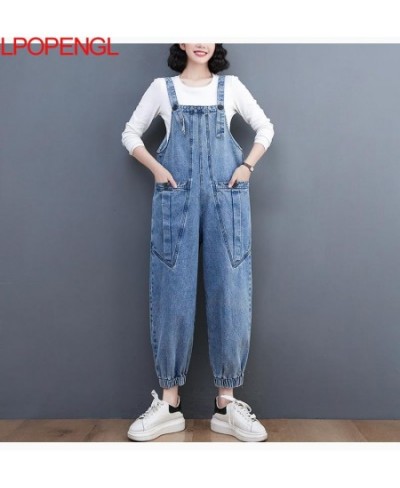 Denim Ankle-length Pants Suspenders Pockets Overalls Women's Summer 2023 Korean Loose Streetwear Oversized Sleeveless Jumpsui...