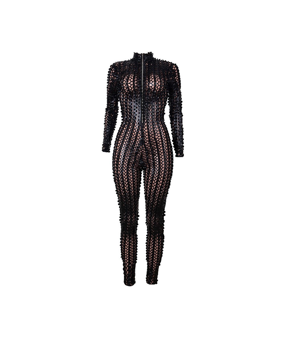 Women Sexy Jumpsuit Clubwear Deep V Neck See Through Exotic Sheer Romper Slim Night Club Outfit Evening Party Celebrity $56.8...