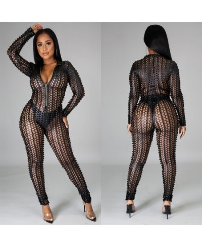 Women Sexy Jumpsuit Clubwear Deep V Neck See Through Exotic Sheer Romper Slim Night Club Outfit Evening Party Celebrity $56.8...