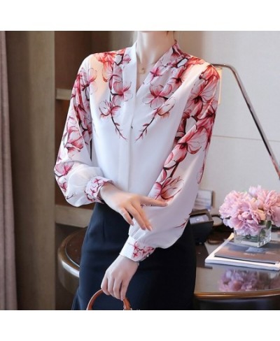 New elegant Women Blouses flower shirts chiffon blouse 2023 Spring Blouse lantern sleeve Tops Shirts Blusas Mujer $28.23 - Bl...