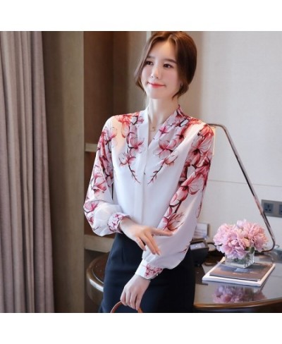 New elegant Women Blouses flower shirts chiffon blouse 2023 Spring Blouse lantern sleeve Tops Shirts Blusas Mujer $28.23 - Bl...