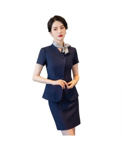 Fashion Women Business Suits Skirt and Jacket Sets Short Sleeve Summer Ladies Work Clothes Office Uniform Styles $75.41 - Sui...