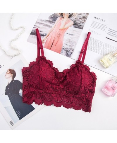 Women Lace Bra Sexy Lingerie French Bralette V Neck Cropped Bra Female Intimates Summer Seamless Underwear Embroidery Underwe...