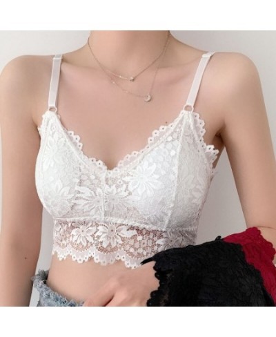 Women Lace Bra Sexy Lingerie French Bralette V Neck Cropped Bra Female Intimates Summer Seamless Underwear Embroidery Underwe...