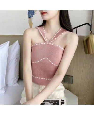 Women Halter Tops Off Shoulder Female Knitted Tube Tops Solid Sexy Tops Women Tank Tops Women 2023 Summer $15.47 - Tops & Tees