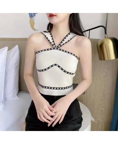 Women Halter Tops Off Shoulder Female Knitted Tube Tops Solid Sexy Tops Women Tank Tops Women 2023 Summer $15.47 - Tops & Tees