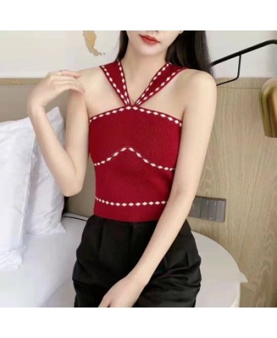 Women Halter Tops Off Shoulder Female Knitted Tube Tops Solid Sexy Tops Women Tank Tops Women 2023 Summer $15.47 - Tops & Tees