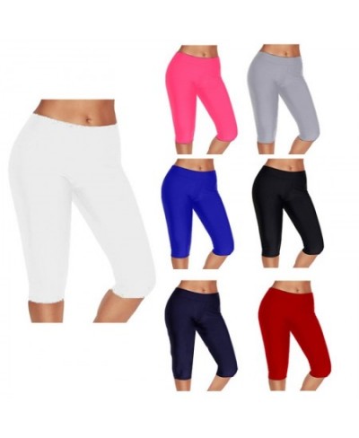 Solid Cycling Mid Waist Leggings Women Athleisure Knee Length Fitness Leggings Summer Ladies Casual Workout Leggings $18.62 -...