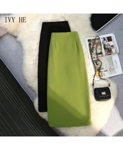 2022 Spring Summer Women's Skirt Fashion New High Waist Retro Temperament Slim Office Hip Wrap Midi Skirts Korean Version $45...