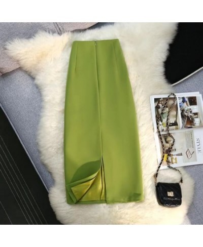 2022 Spring Summer Women's Skirt Fashion New High Waist Retro Temperament Slim Office Hip Wrap Midi Skirts Korean Version $45...