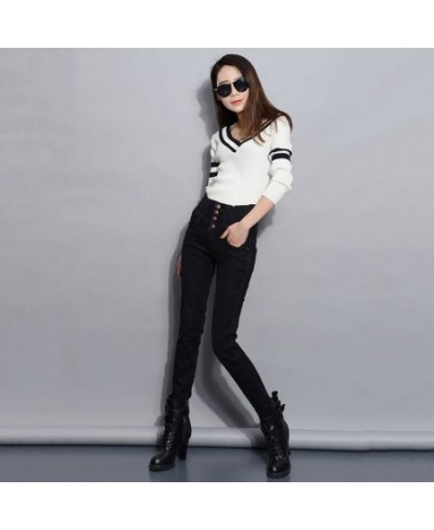 Denim Pants Autumn Winter Jeans for Women High Waist Skinny Warm Thick Jeans Ladies Elastic Stretch Velvet Jeans $39.46 - Jeans