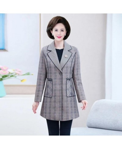 2022 Mothers Wear Spring Autumn Trench Coat Women Plaid Windbreaker Jackets Blazer Vintage New Ladies Jacket Loose Outerwear ...