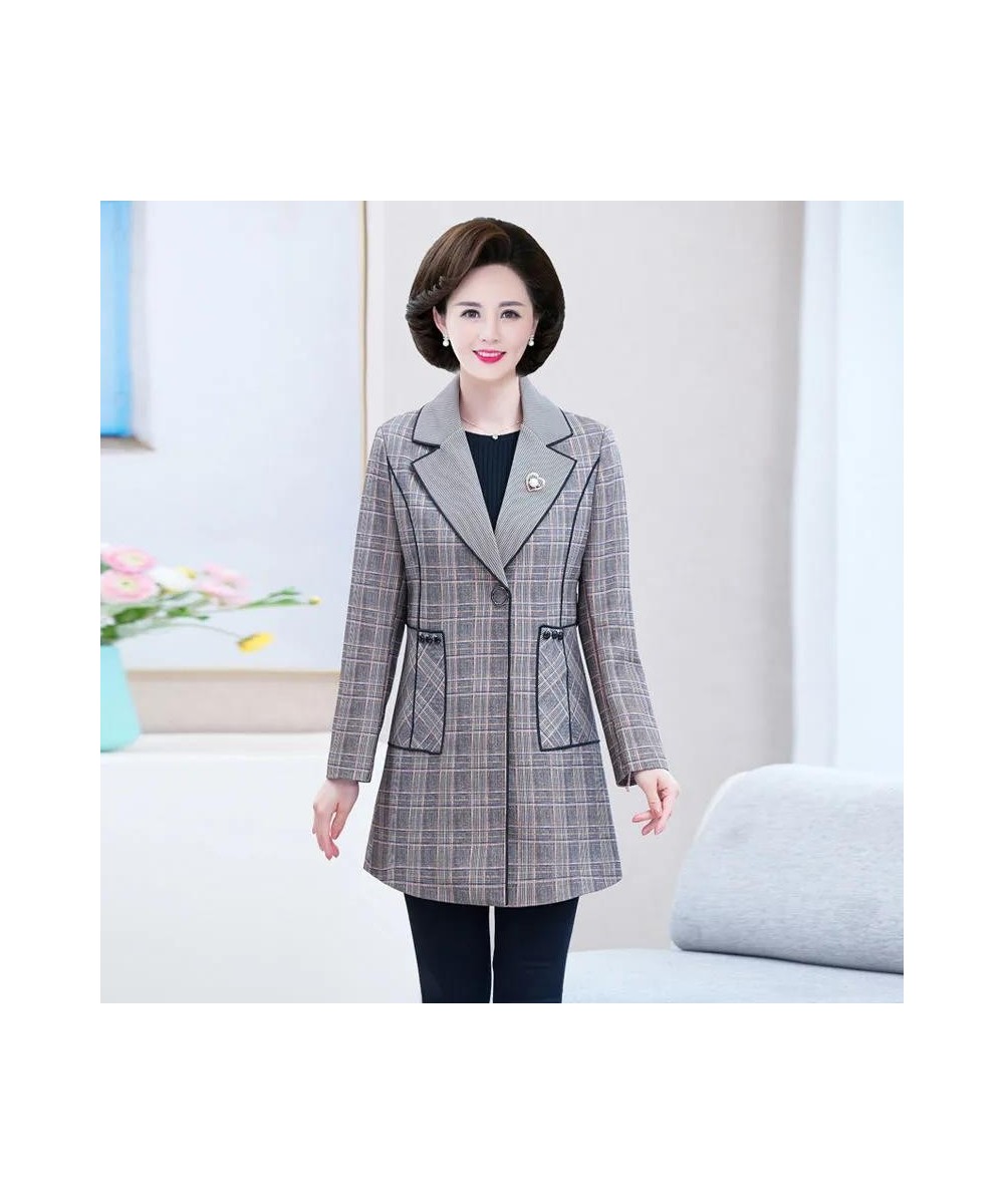 2022 Mothers Wear Spring Autumn Trench Coat Women Plaid Windbreaker Jackets Blazer Vintage New Ladies Jacket Loose Outerwear ...