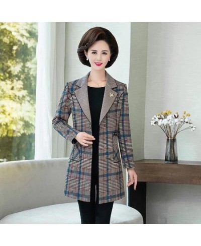 2022 Mothers Wear Spring Autumn Trench Coat Women Plaid Windbreaker Jackets Blazer Vintage New Ladies Jacket Loose Outerwear ...