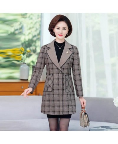 2022 Mothers Wear Spring Autumn Trench Coat Women Plaid Windbreaker Jackets Blazer Vintage New Ladies Jacket Loose Outerwear ...