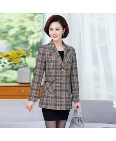 2022 Mothers Wear Spring Autumn Trench Coat Women Plaid Windbreaker Jackets Blazer Vintage New Ladies Jacket Loose Outerwear ...