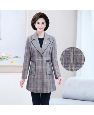 2022 Mothers Wear Spring Autumn Trench Coat Women Plaid Windbreaker Jackets Blazer Vintage New Ladies Jacket Loose Outerwear ...