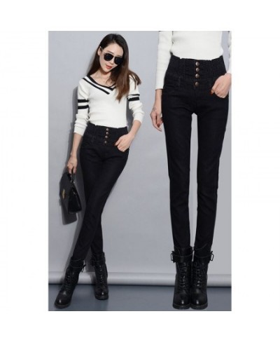 Denim Pants Autumn Winter Jeans for Women High Waist Skinny Warm Thick Jeans Ladies Elastic Stretch Velvet Jeans $39.46 - Jeans